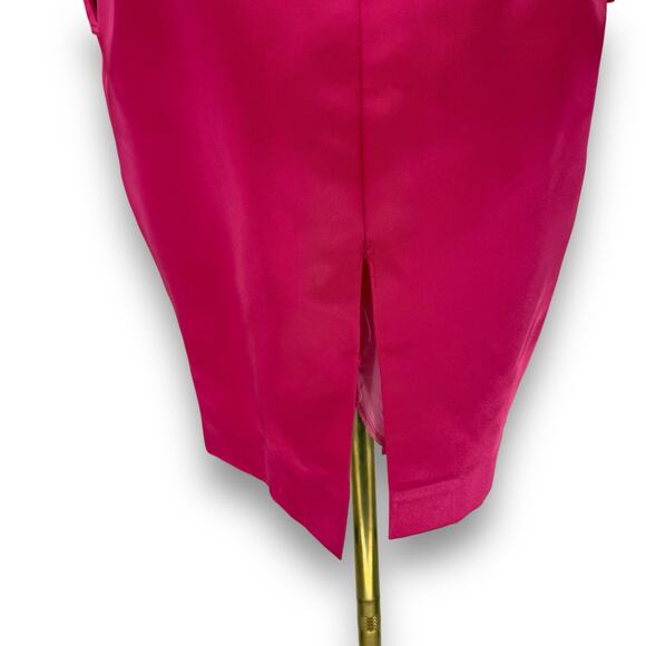 1980s VTG Lillie Rubin Hot Pink Off the Shoulder Tuxedo Mini Dress Rhinestone 10 - Picture 6 of 7